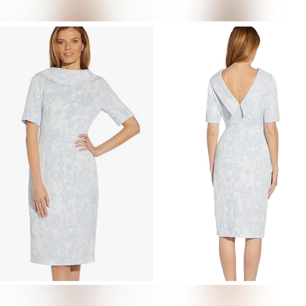 Adrianna Papell Roll Neck Matelasse Dress
